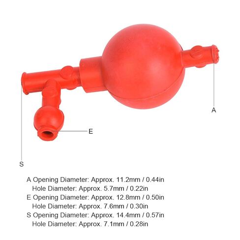 Opengs 3 Lab Rubber Plunger Quantitative Pipette Bulb with 3 Holes, Red, 15 X 10 X 6cm in Kuwait