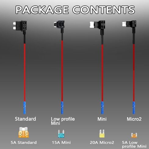 16 Pack 4 Types 12V Car Add-a-Circuit Fuse Tap Adapter,Standard Mini Micro2 and Low Profile Fuse Taps for Cars Trucks Boats in Kuwait