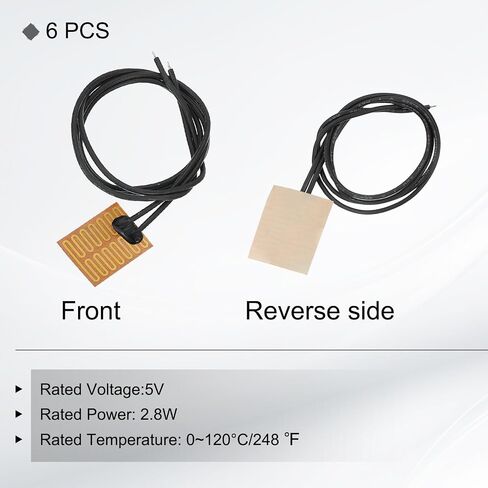 MECCANIXITY 6pcs Heater Film Heating Plate, 2.8W 5V Polyimide Heat Pad Adhesive PI Heater Elements Film 25mmx20mm Heater Strip for Constant Temperature in Saudi Arabia