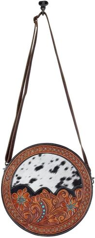 Myra Bag Cowhide Purse - Tumbleweed Trail Fringed Hand-Tooled Women's Western Gift Purses in Saudi Arabia