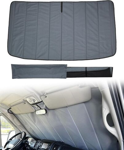 Insulated Blackout Van Window Covers Fit for RAM Promaster 1500 2500 3500 2014-2025, Magnetic Van Front Door Side Window Shades (Pair) - Gray in Kuwait