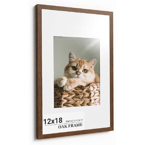 إطار صور من خشب البلوط مقاس 12 × 12، وعرض الصور مقاس 8 × 8 مع حصيرة أو 12 × 12 بدون حصيرة، إطارات صور خشبية صلبة طبيعية للصور والمطبوعات الفنية الجدارية، عرض سطح الطاولة - لون بلوط طبيعي in Kuwait