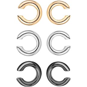 2 Pairs Ear Cuff Earrings for Women Chunky Gold Huggie Ear Cuff Silver Cartilage Cuff Earrings for Women Non Piercing Small Thick Round Fake Earring Cuff Trendy Jewelry Gift in Kuwait