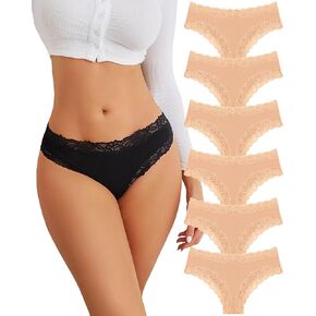 FINETOO Cotton Underwear for Women Sexy Panties Lace Hipster Low Rise Breathable Womens Cheeky 6 Pack S-XL in Kuwait