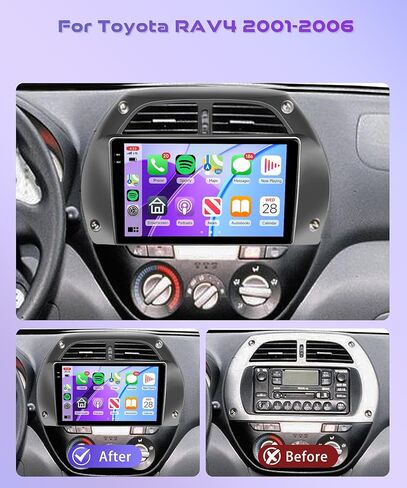 Android 13 Radio Carplay for Toyota RAV4 2001 2002 2003 2004 2005 2006, Rimoody Car Stereo 9 Inch Touch Screen GPS WiFi Android Auto Mirror Link Bluetooth FM HiFi + AHD Backup Camera in Kuwait