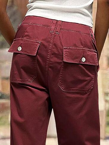 Flamingals Wide Straight Leg Mid Rise Baggy Pocket Denim Jeans Without Belt in Kuwait