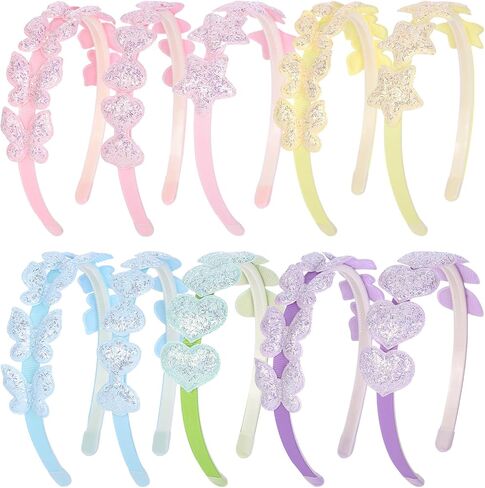 Ziricher Glitter Star Butterfly Butterfly for Kids - Barfarly Girls Bow Beadband ، عصابات رأس الفتيات الملونة مجموعات أزياء رقيقة من الشريط in Kuwait