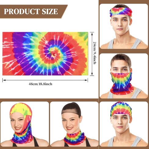 Frienda 3 Pcs Hippie Accessories Costume 70s Tie Dye Rainbow Leopard Outfits, Hippie Headbands for Men Peace Sign Necklace Sunglasses, Rainbow Style in Saudi Arabia