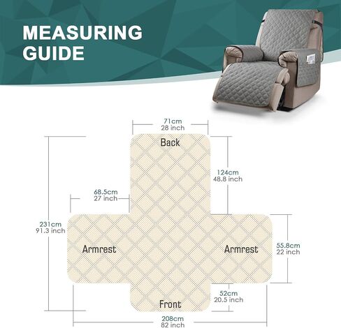 Ruaozz 100% Waterproof Recliner Chair Cover Non-Slip Reclining Cover for Recliner Chair Washable Chair Seat Cover with Elastic Straps for Kids, Dogs, Pets (Dark Brown, 23'') in Saudi Arabia