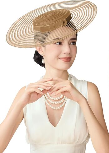 BABEYOND Wide Brim Tea Party Fascinator Kentucky Hat Derby Fascinator Wedding Hat for Cocktail in Kuwait
