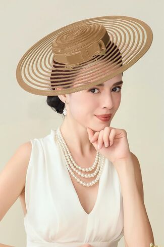 BABEYOND Wide Brim Tea Party Fascinator Kentucky Hat Derby Fascinator Wedding Hat for Cocktail in Kuwait