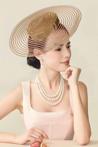 BABEYOND Wide Brim Tea Party Fascinator Kentucky Hat Derby Fascinator Wedding Hat for Cocktail in Kuwait