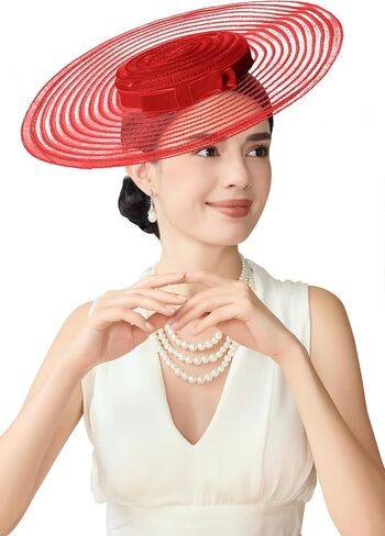 BABEYOND Wide Brim Tea Party Fascinator Kentucky Hat Derby Fascinator Wedding Hat for Cocktail in Kuwait