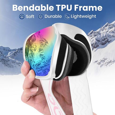 نظارات التزلج COOLOO، نظارات OTG للثلج للبالغين من الرجال والنساء والشباب، نظارات التزلج على الجليد فوق النظارات، مضادة للضباب، حماية من الأشعة فوق البنفسجية in Kuwait