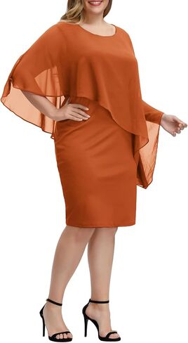 Hanna Nikole Women's Sleeveless Cape Dress with Chiffon Overlay Sequin Bodycon Pencil Dress in Kuwait