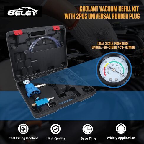 Coolant Vacuum Refill Kit 5 Adapters Coolant Pressure Tester Kit with Pressure Gauge ，Eliminate Trapped Air, Test Radiator & Heating Core Lines for Leaks BELEY in Saudi Arabia