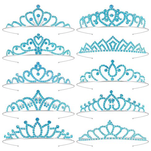 Tiaras Crowns Headbands for Girls Women 10 Pcs Small Silver Princess Tiara Bulk Crown Tiaras Rapunzel Crowns for Wedding Birthday Crystal Tiara for Prom, Bride, Pageant, Halloween in Kuwait