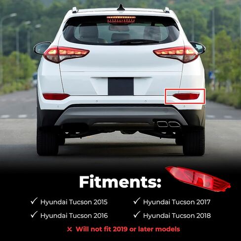Left Rear Bumper Reflector Light Replacment for Hyundai Tucson TL 2015 2016 2017 2018 Stop Brake Light Taillight Fog Warning Lamp Lens Car Accessories (Left) in Saudi Arabia