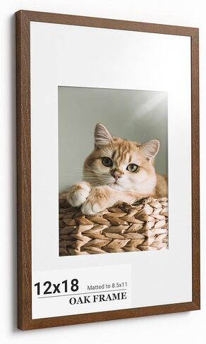 إطار صور من خشب البلوط مقاس 12 × 12، وعرض الصور مقاس 8 × 8 مع حصيرة أو 12 × 12 بدون حصيرة، إطارات صور خشبية صلبة طبيعية للصور والمطبوعات الفنية الجدارية، عرض سطح الطاولة - لون بلوط طبيعي in Kuwait
