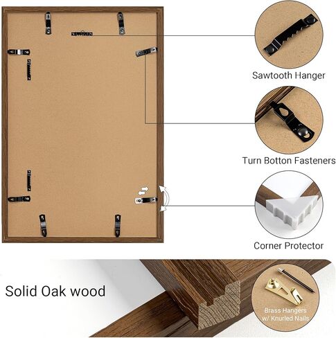 إطار صور من خشب البلوط مقاس 12 × 12، وعرض الصور مقاس 8 × 8 مع حصيرة أو 12 × 12 بدون حصيرة، إطارات صور خشبية صلبة طبيعية للصور والمطبوعات الفنية الجدارية، عرض سطح الطاولة - لون بلوط طبيعي in Kuwait