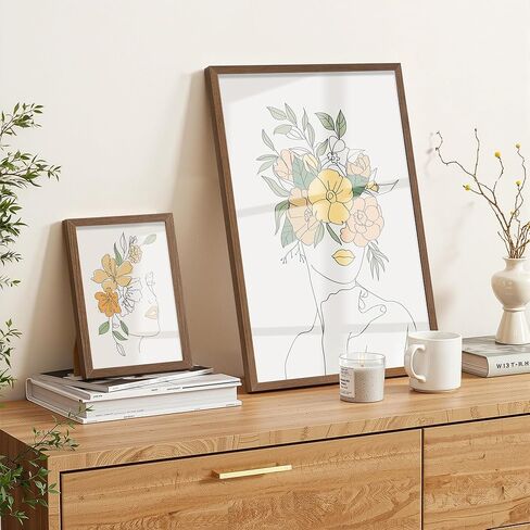 إطار صور من خشب البلوط مقاس 12 × 12، وعرض الصور مقاس 8 × 8 مع حصيرة أو 12 × 12 بدون حصيرة، إطارات صور خشبية صلبة طبيعية للصور والمطبوعات الفنية الجدارية، عرض سطح الطاولة - لون بلوط طبيعي in Kuwait