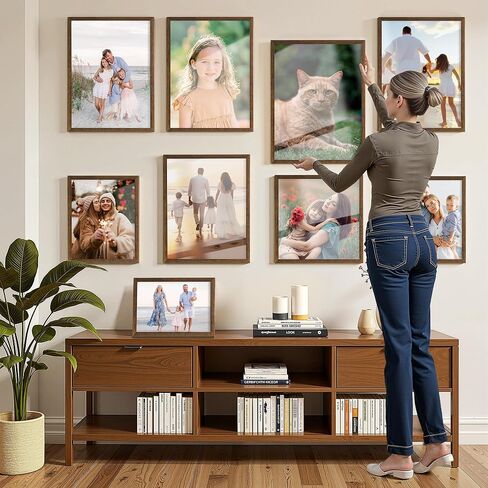 إطار صور من خشب البلوط مقاس 12 × 12، وعرض الصور مقاس 8 × 8 مع حصيرة أو 12 × 12 بدون حصيرة، إطارات صور خشبية صلبة طبيعية للصور والمطبوعات الفنية الجدارية، عرض سطح الطاولة - لون بلوط طبيعي in Kuwait