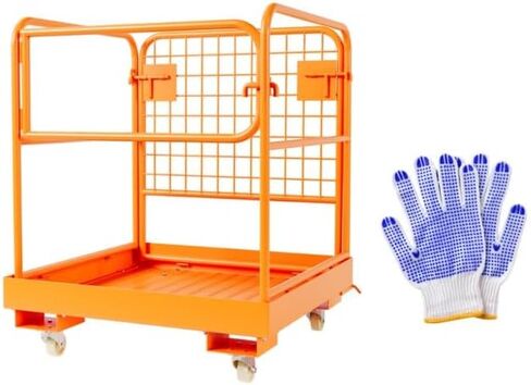 36" x 36" Forklift Safety Cage, Forklift Man Basket 1200 Lbs Capacity, Folding Forklift Work Platform with 4 Wheels, Collapsible Platform Lift Basket for Most Aerial Jobs in Saudi Arabia