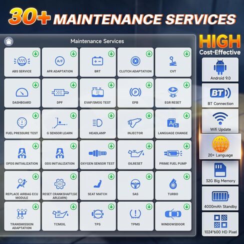 2025 FOXWELL Scanners NT809BT Bidirectional Scan Tool, All System Scanner for Cars with 30 Maintenances, Wireless Code Reader for All Vehicles, Accurate Automotive Diagnostic Tools, FCA Support Orange in Saudi Arabia