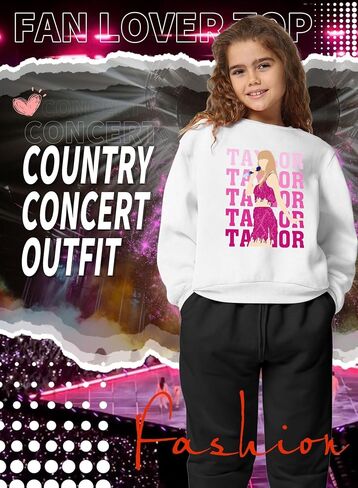 Girls Letter Print Sweatshirt - Kid Country Music Concert Top Casual Vintage Graphic Tee Pullover Winter Warm Shirt in Saudi Arabia