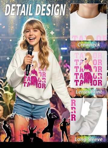 Girls Letter Print Sweatshirt - Kid Country Music Concert Top Casual Vintage Graphic Tee Pullover Winter Warm Shirt in Saudi Arabia