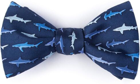Men's 100% Silk Nautical Swimming Shark Attack Novelty Butterfly Self Tie Bow Tie in Kuwait