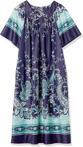 Amerimark Women's V-Neck Lounger House Dress مع جيوب Muumuu Lightgown Red Bandana 5x in Saudi Arabia