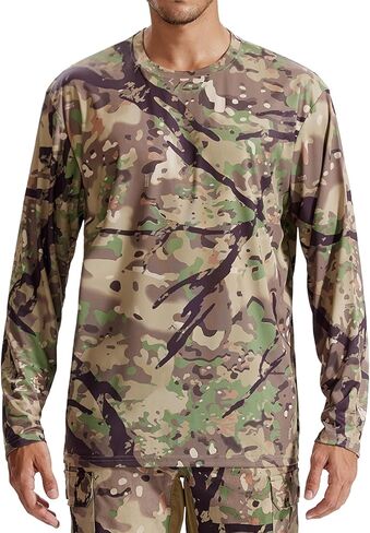 LOOGU Men’s Hunting Camo Shirt Lightweight, Camouflage Shirts for Men Long Sleeve Shirt for Fishing Hiking Camping in Kuwait