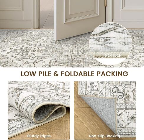 سجاد منطقة 5 × 7 لغرفة المعيشة ، سجاد قابلة للغسل محايدة مقاومة للبقع لغرف الطعام ، سجادة مساحة كبيرة الحجم ذات الحجم الكبير (البيج) in Kuwait