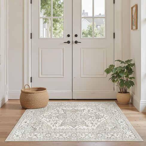 سجاد منطقة 5 × 7 لغرفة المعيشة ، سجاد قابلة للغسل محايدة مقاومة للبقع لغرف الطعام ، سجادة مساحة كبيرة الحجم ذات الحجم الكبير (البيج) in Kuwait