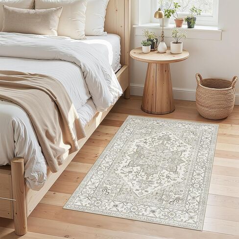 سجاد منطقة 5 × 7 لغرفة المعيشة ، سجاد قابلة للغسل محايدة مقاومة للبقع لغرف الطعام ، سجادة مساحة كبيرة الحجم ذات الحجم الكبير (البيج) in Kuwait