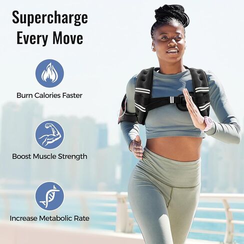 Weighted Vest for Women & Men with Reflective Stripe and Adjustable Buckle, Comfortable & Durable Rucking Vest for Walking, Running & Strength Training in Saudi Arabia