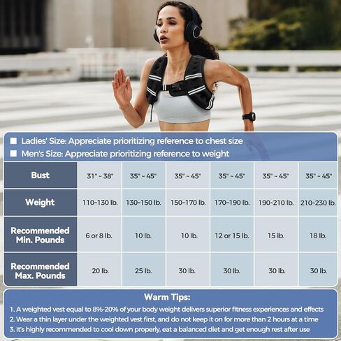 Weighted Vest for Women & Men with Reflective Stripe and Adjustable Buckle, Comfortable & Durable Rucking Vest for Walking, Running & Strength Training in Saudi Arabia