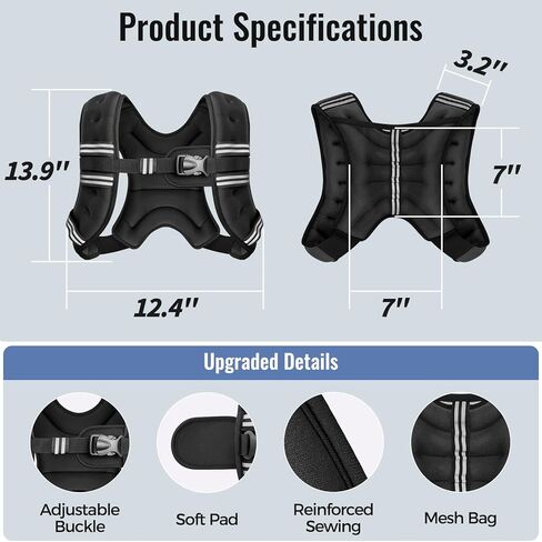 Weighted Vest for Women & Men with Reflective Stripe and Adjustable Buckle, Comfortable & Durable Rucking Vest for Walking, Running & Strength Training in Saudi Arabia