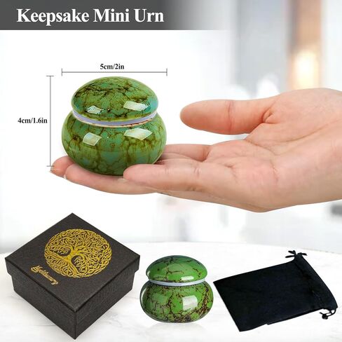Small Urns for Human Ashes Keepsake,Ceramic Small Cremation Urn for Ashes for Women Adult Male with Gift Box and Velvet Bag 1.6'' Mini Urns for Pet Urn Dog Cat Ashes Keepsake Blue in Kuwait