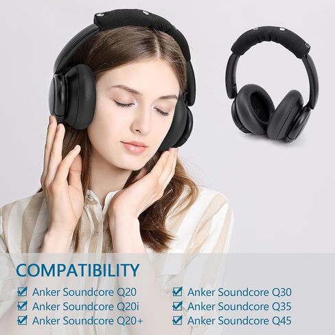 غطاء رأس سماعة الرأس Gevo لـ Anker Soundcore Q20 ، Q20i ، Q20+، Q30 ، Q35 ، Q45 ، وسادة عقال النسيج الإسفنج سهلة التثبيت لا توجد أداة مطلوبة (رمادي) in Kuwait