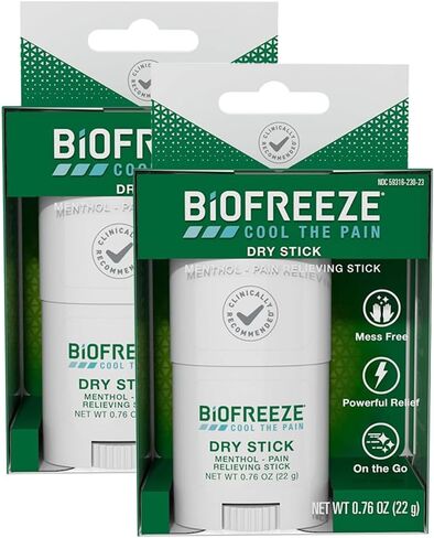 Biofreeze Dry Stick, Mess-Free Relief for Neck, Shoulder, Knee, Hip, Hand & Joint, Cooling Menthol Pain Relief Stick 0.76 oz in Kuwait