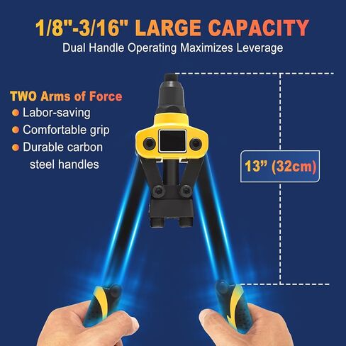 Cordless Rivet Gun Tool for Dewalt 20V Max Battery, Brushless Electric Automatic Rivet Gun for Rivets 1/8'', 5/32'', 3/16", Pop Rivet Tool with 100PCS 5/32'' Rivets for Metal, Plastic (No Battery) in Kuwait