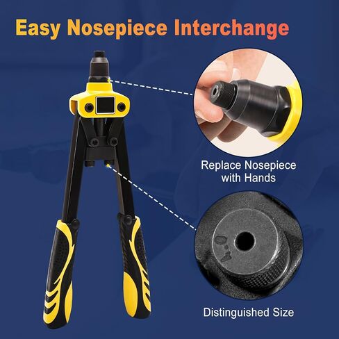 Cordless Rivet Gun Tool for Dewalt 20V Max Battery, Brushless Electric Automatic Rivet Gun for Rivets 1/8'', 5/32'', 3/16", Pop Rivet Tool with 100PCS 5/32'' Rivets for Metal, Plastic (No Battery) in Kuwait