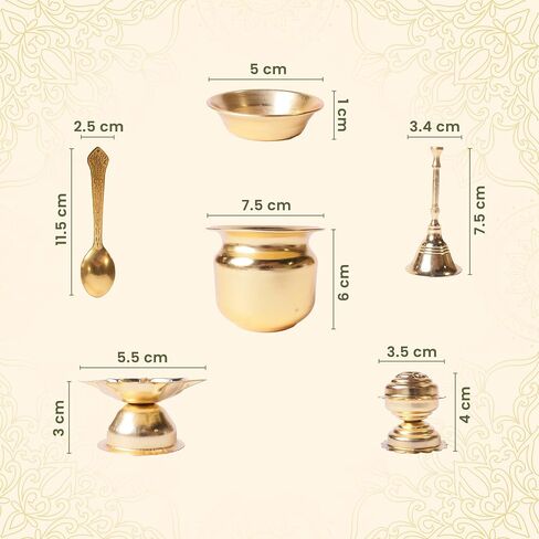 The Fine Living Co. Exquisite Gold Plated Pooja Thali - Decorative Serving Plate, Set of 1, for Hindu Rituals, Ceremonies, Puja, Diwali, Home Decor, Festive Celebrations in Saudi Arabia