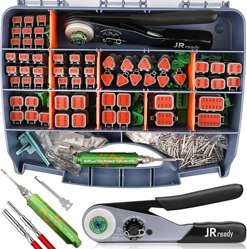 JRREEDY DW5011 DEUTSCH CONNECTOR KIT - DT CONNERSORS 2 3 4 6 PIN ، حجم 16# جهات الاتصال الصلبة 13-20 ، أداة Deutsch Crimp ، أداة إزالة دبوس Deutsch. موصلات السيارات المقاومة للماء in Kuwait