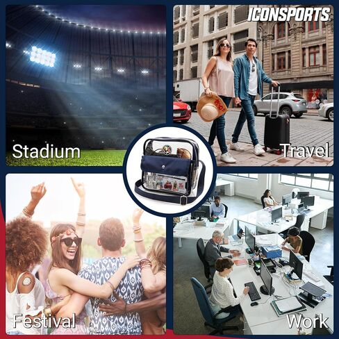 حقيبة كروس شفافة مرخصة رسميًا من Icon Sports مع سحاب وجيب جانبي in Saudi Arabia