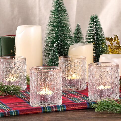12Pcs Large Votive Candle Holders Clear Tea Light Candle Holders Glass Candle Holder for Bridal Shower, Wedding, Table Centerpiece, Party, Home Decor in Kuwait