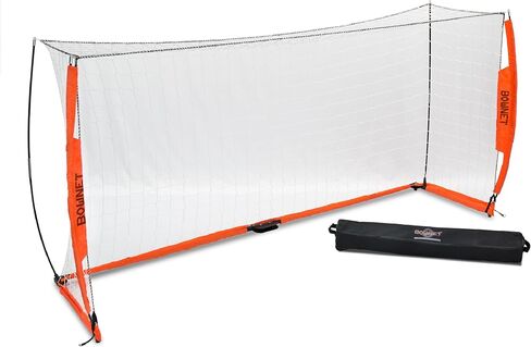 Bownet Official Sized Futsal Portable Soccer Goal (2 x 3 Meters) Sturdy Powder-Coated Steel Frame - Roller Case - Practice or Game Net - Rubber Non-Marking Feet for Indoor Use, White in Kuwait