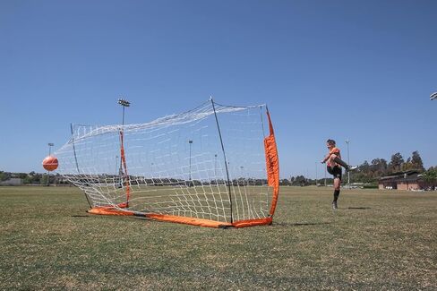 Bownet Official Sized Futsal Portable Soccer Goal (2 x 3 Meters) Sturdy Powder-Coated Steel Frame - Roller Case - Practice or Game Net - Rubber Non-Marking Feet for Indoor Use, White in Kuwait